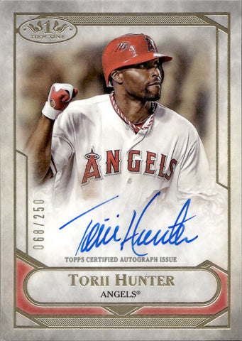 2021 Torii Hunter Topps Tier One TALENT AUTO 068/250 AUTOGRAPH #T1TA-TOH Anaheim Angels