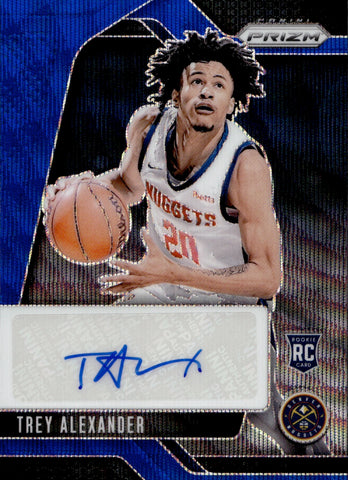 2024-25 Trey Alexander Panini Prizm BLUE WAVE ROOKIE AUTO Denver Nuggets #RSI-TRA