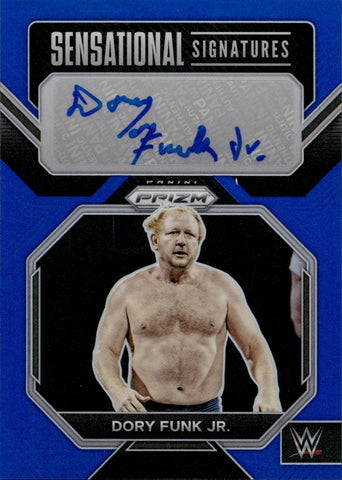 2022 Dory Funk Jr. Panini Prizm WWE BLUE SENSATIONAL SIGNATURES AUTO 08/49 AUTOGRAPH #SN-DFJ WWE Legend