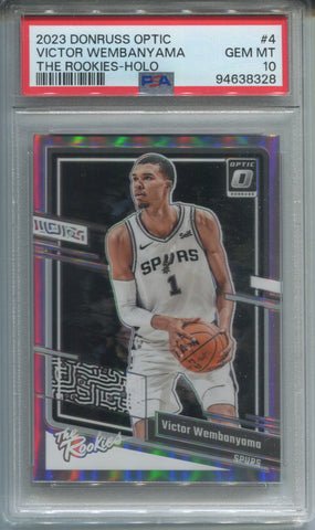 2023-24 Victor Wembanyama Donruss Optic THE ROOKIES HOLO ROOKIE RC PSA 10 #4 San Antonio Spurs 8328