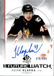 2024-25 Adam Klapka Upper Deck SP Authentic ROOKIE FUTURE WATCH AUTO 478/999 AUTOGRAPH #112 Calgary Flames