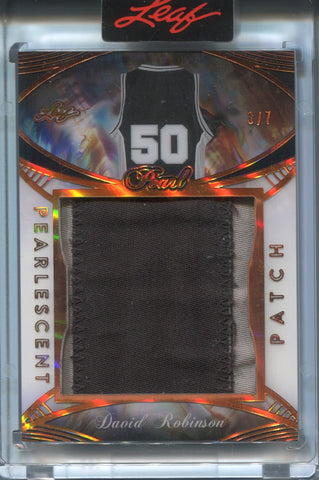 2025 David Robinson Leaf Pearl PEARLESCENT PATCH 3/7 RELIC #PP-3 San Antonio Spurs HOF