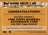 2023 David Ortiz Topps RED BORDER 1988 DESIGN AUTO 13/25 AUTOGRAPH #88BA-DO Boston Red Sox HOF
