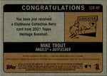 2021 Mike Trout Topps Heritage CLUBHOUSE COLLECTION BAT RELIC #CCR-MT Anaheim Angels