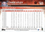2015 Chase Utley Topps Series 1 SP IN DUGOUT VARIATION #163 Philadelphia Phillies