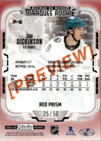 2025-26 Sam Dickinson Upper Deck O-PEE-CHEE Platinum PREVIEW MARQUEE ROOKIE RED PRISM 25/50 RC #P-6 San Jose Sharks