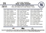 2024 Aaron Judge Anthony Rizzo Topps Series 1 GOLD FOIL NEW YORK POWER #315 New York Yankees