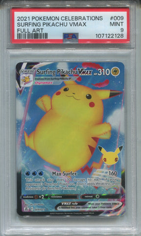 2021 Surfing Pikachu VMAX Pokemon Celebrations FULL ART PSA 9 #009 2128