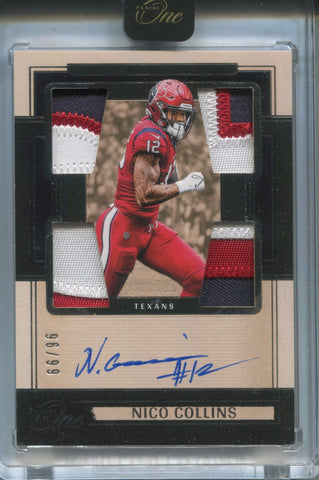 2024 Nico Collins Panini One QUAD PATCH AUTO 96/99 AUTOGRAPH RELIC #60 Houston Texans
