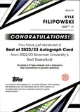2022-23 Kyle Filipowski Bowman University Best of 22-23 AUTO AUTOGRAPH #BOA-KF Charlotte Hornets