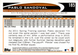 2012 Pablo Sandoval Topps Update SP PHOTO VARIATION #185 San Francisco Giants