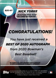 2020 Nick Yorke Bowman's Best of 2020 GREEN REFRACTOR AUTO 55/99 AUTOGRAPH #B20-NY Boston Red Sox