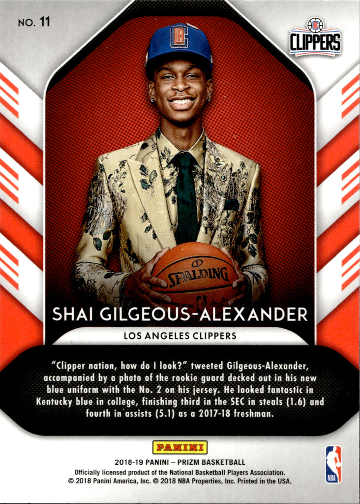 2018-19 Shai Gilgeous-Alexander Panini Prizm LUCK OF THE LOTTERY ROOKI