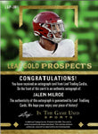 2024 Jalen Milroe Leaf In the Game Used RAINBOW FOIL GOLD PROSPECTS AUTO 09/35 AUTOGRAPH #LGP-JM1 Seattle Seahawks