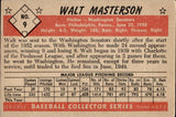 1953 Walt Masterson Bowman Black and White #9 Washington Senators BV $40