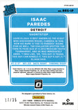 2021 Isaac Paredes Donruss Optic RATED ROOKIE SKY BLUE AUTO 17/35 AUTOGRAPH #RRS-IP Detroit Tigers