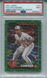 2024 Colton Cowser Topps Series 1 GREEN CRACKLE FOIL BOARD ROOKIE RC PSA 9 #257 Baltimore Orioles 0211