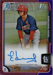 2015 Edmundo Sosa Bowman Chrome Draft PURPLE REFRACTOR 1ST BOWMAN AUTO 183/250 AUTOGRAPH #BCAP-ES St. Louis Cardinals