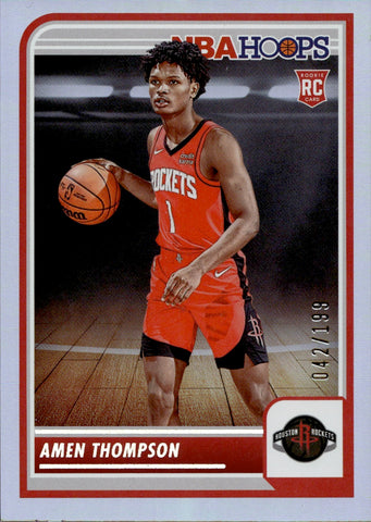2023-24 Amen Thompson Panini NBA Hoops PREMIUM BOX SET ROOKIE 042/199 RC #242 Houston Rockets