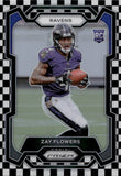 2023 Zay Flowers Panini Prizm BLACK & WHITE CHECKERBOARD ROOKIE RC #307 Baltimore Ravens