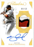 2025 Pablo Sandoval Panini Flawless GOLD PATCH AUTO 03/10 AUTOGRAPH RELIC #PPV-PS Boston Red Sox