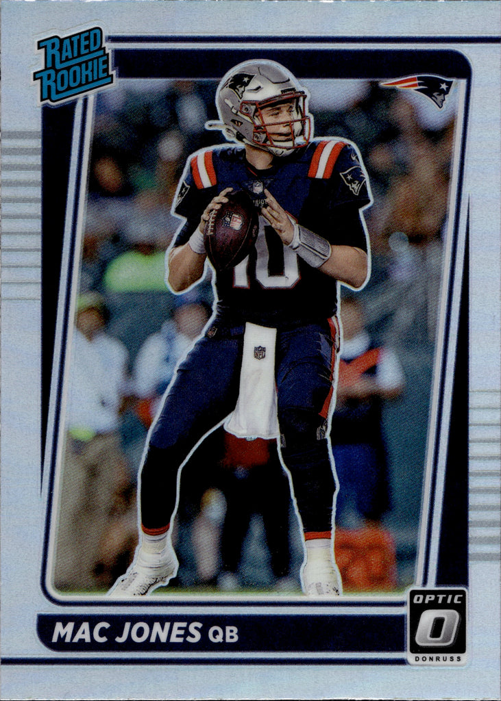 mac jones rookie card graded 2021 Mac Jones Donruss Optic HOLO SILVER RATED ROOKIE RC #206 New England Patriots