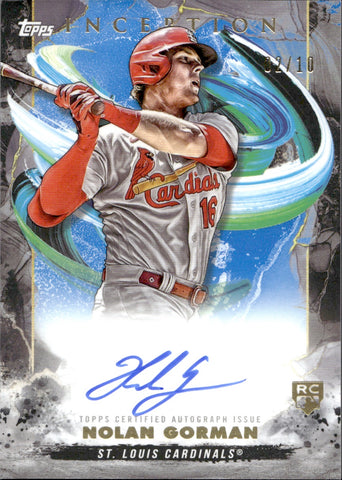 2023 Nolan Gorman Topps Inception ROOKIE BLACK AUTO 02/10 AUTOGRAPH RC #BRES-NGO St. Louis Cardinals