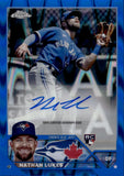 2023 Nathan Lukes Topps Chrome BLUE RAYWAVE ROOKIE AUTO 021/150 AUTOGRAPH RC #AC-NL Toronto Blue Jays
