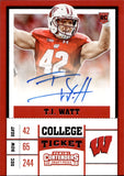 2017 T.J. Watt Panini Contenders Draft Picks COLLEGE TICKET AUTO AUTOGRAPH RC #254 Pittsburgh Steelers