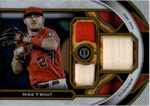2023 Mike Trout Topps Tribute YELLOW TRIPLE BAT JERSEY 54/75 RELIC #TR-MT Anaheim Angels