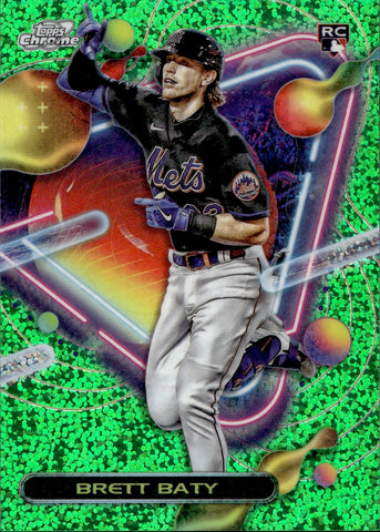 2023 Brett Baty Topps Cosmic Chrome ROOKIE GREEN SPACE DUST REFRACTOR 48/75 RC #22 New York Mets