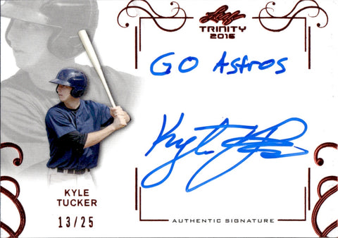 2015 Kyle Tucker Leaf Trinity Ruby Red ROOKIE INSCRIPTION AUTO 13/20 AUTOGRAPH #A-KT1 Houston Astros