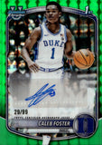 2025-26 Caleb Foster Bowman University Chrome GREEN GEOMETRIC REFRACTOR AUTO 29/99 AUTOGRAPH #CPA-CF Duke Blue Devils