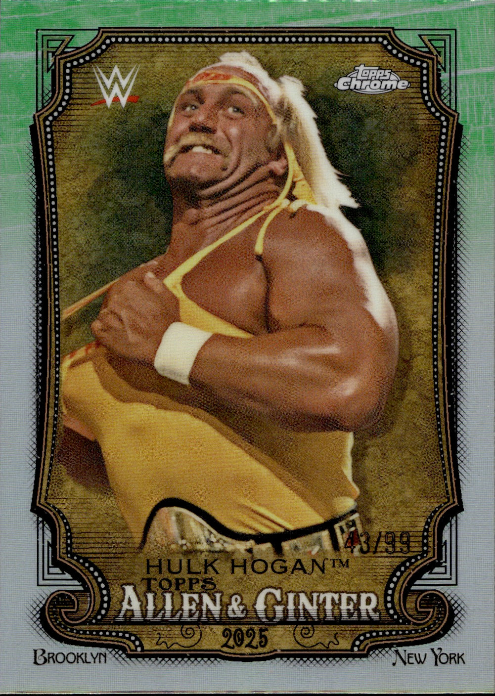 2025 Hulk Hogan Topps Chrome WWE ALLEN & GINTER GREEN REFRACTOR 43/99