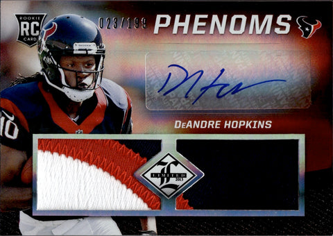 2013 DeAndre Hopkins Panini Limited ROOKIE PHENOMS PATCH AUTO 023/199 AUTOGRAPH RC #205 Houston Texans