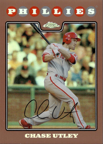 2008 Chase Utley Topps Chrome COPPER REFRACTOR 343/599 #123 Philadelphia Phillies