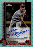 2025 Michael McGreevy Topps Chrome AQUA WAVE REFRACTOR ROOKIE AUTO 111/199 St. Louis Cardinals #RA-MMC