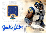 2013 Jackie Slater Panini National Treasures HALL OF FAME JERSEY AUTO 28/50 AUTOGRAPH RELIC #23 Los Angeles Rams HOF