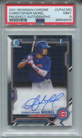 2021 Christopher Morel Bowman Chrome 1ST BOWMAN PROSPECT AUTO AUTOGRAPH PSA 9 #CPACMO Chicago Cubs 4670