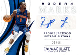 2018-19 Reggie Jackson Panini Immaculate BLUE MODERN MARKS AUTO 27/49 AUTOGRAPH #MM-RJK Detroit Pistons