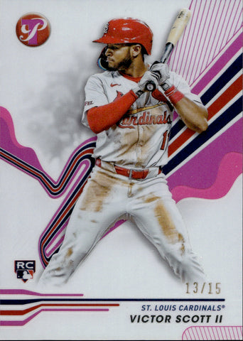 2024 Victor Scott II Topps Pristine ROOKIE PINK REFRACTOR 13/15 RC #93 St. Louis Cardinals