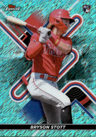 2022 Bryson Stott Topps Finest ROOKIE AQUA SHIMMER REFRACTOR 054/175 RC #13 Philadelphia Phillies