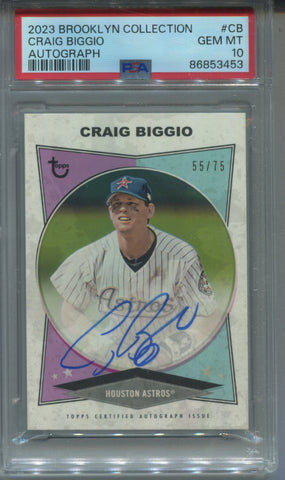 2023 Craig Biggio Topps Brooklyn Collection AUTO 55/75 AUTOGRAPH PSA #CB Houston Astros HOF3453