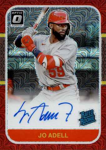 2021 Jo Adell Donruss Optic RETRO 1987 RATED ROOKIE RED MOJO 06/99 AUTOGRAPH RC #87RR-JA Anaheim Angels