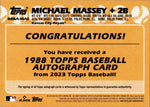 2023 Michael Massey Topps Series 2 ROOKIE 1988 DESIGN AUTO AUTOGRAPH RC #88BA-MAS Kansas City Royals