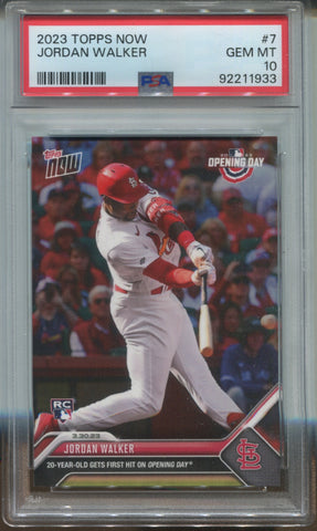 2023 Jordan Walker Topps Now OPENING DAY ROOKIE RC PSA 10 #7 St. Louis Cardinals 1933