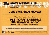 2023 Matt Mervis Topps Series 1 ROOKIE 1988 TOPPS AUTO AUTOGRAPH RC #88BA-MME Chicago Cubs