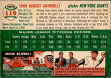 1954 Johnny Antonelli Topps #119 New York Giants BV $40