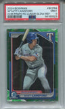 2024 Wyatt Langford Bowman Chrome Prospects LUNAR GOLW REFRACTOR PSA 9 #BCP64 Texas Rangers 3523