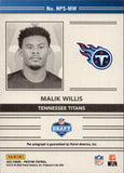 2022 Malik Willis Panini Prestige ROOKIE NFL PASSPORT SIGNATURES AUTO AUTOGRAPH RC #NPS-MW Tennessee Titans
